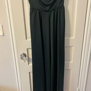 BHLDN Forrest Green Satin Strapless Dress